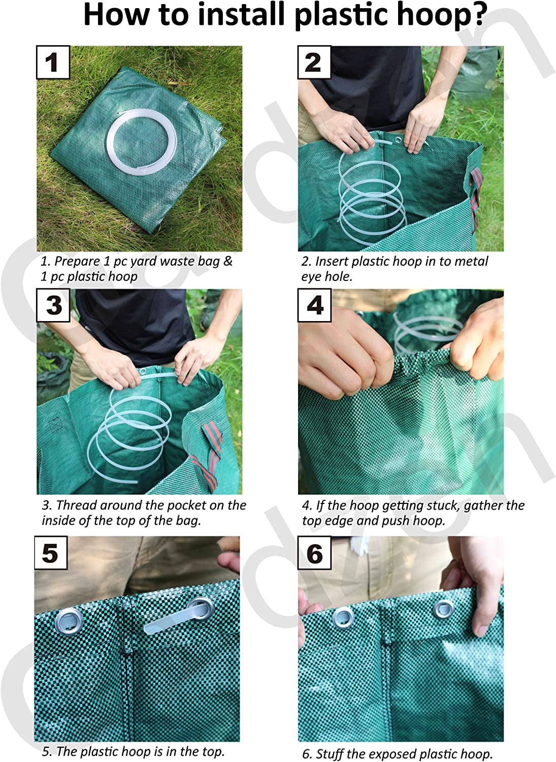 3-Pack 72 Gallons Garden Bag - Reuseable Heavy Duty Gardening Bags, Lawn Pool Garden Leaf Waste Bag